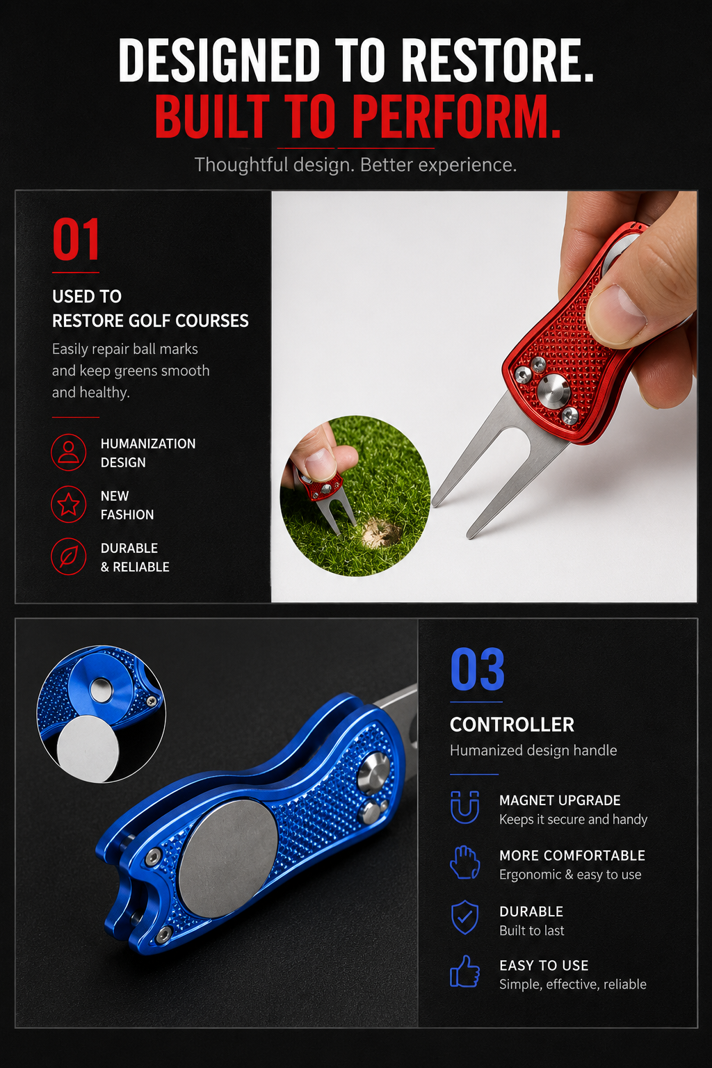 1pc Foldable Golf Divot Repair